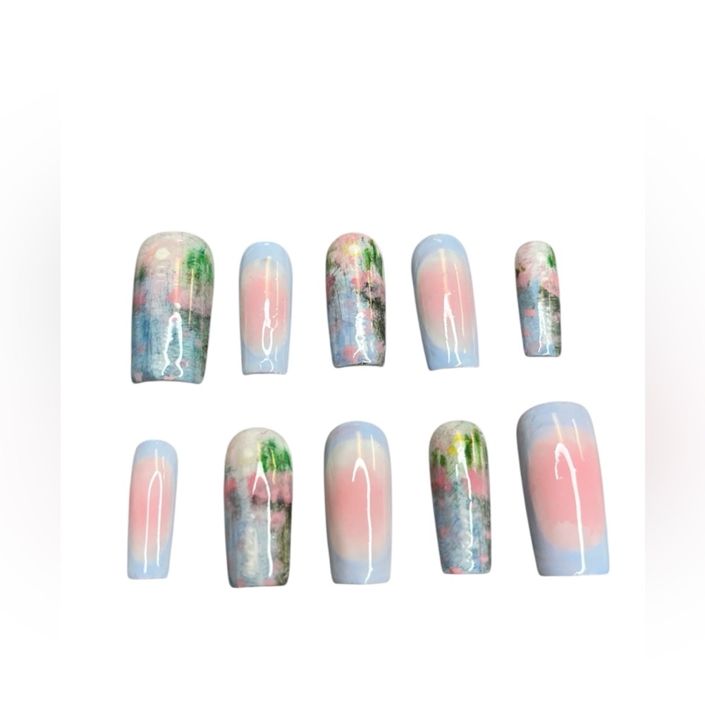Monet inspired hand made press ons